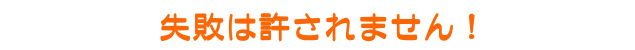 失敗は許されません!